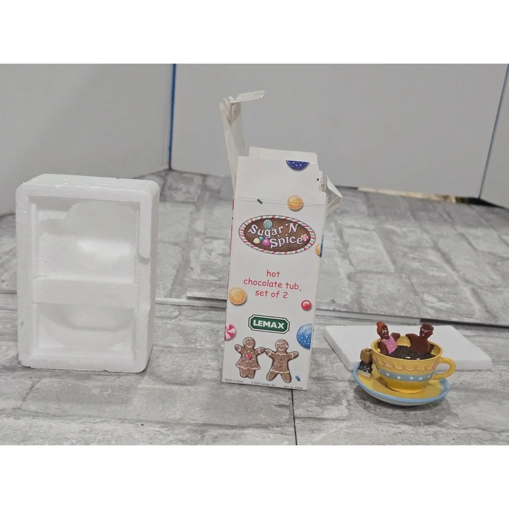 VTG Lemax Christmas Village Sugar‎ N Spice Hot Chocolate Tub Set #43428 With Box